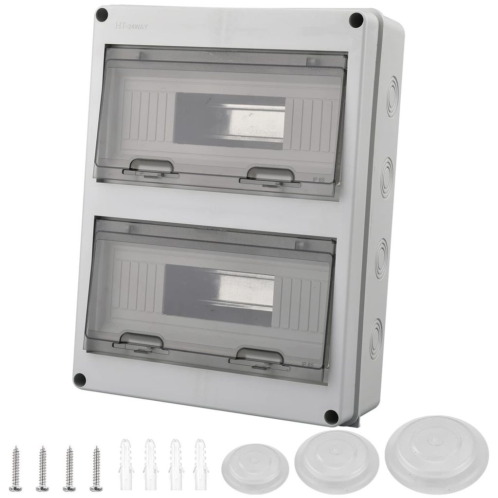 Verteilerkasten Aufputz, IP65 Waterproof Sicherungskasten Aufputz, mit Tür 2-reihig für 24 Module Aufputzverteiler,Entsprechen Feuchtraum Standard