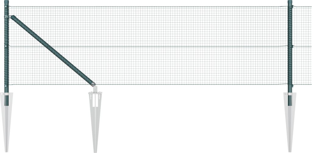 Eleganten-Stil Schutzzaun mit 7 Spitzenpfosten Grün 0,4x10 m Stahl - Metallzäune DE71416
