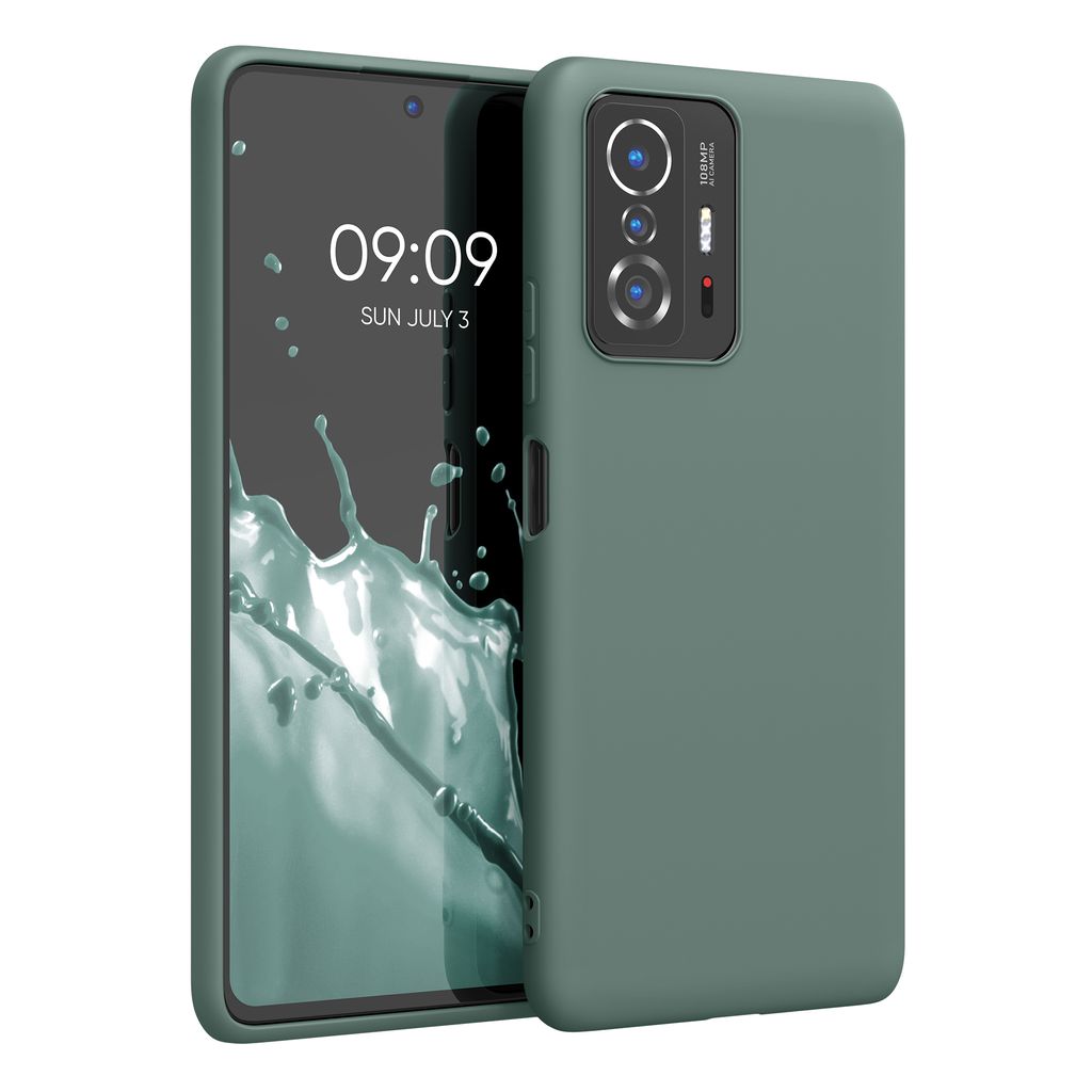 kwmobile Hülle kompatibel mit Xiaomi 11T / 11T Pro Hülle - weiches TPU Silikon Case - Cover geeignet für kabelloses Laden - Blaugrün