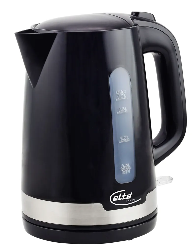 Bouilloire familiale ELTA 1.7L noire, idéale pour thé et café au quotidien