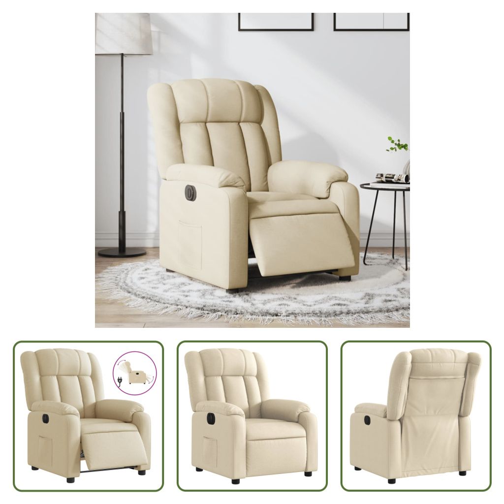 The Living Store Relaxsessel Elektrisch Creme Stoff