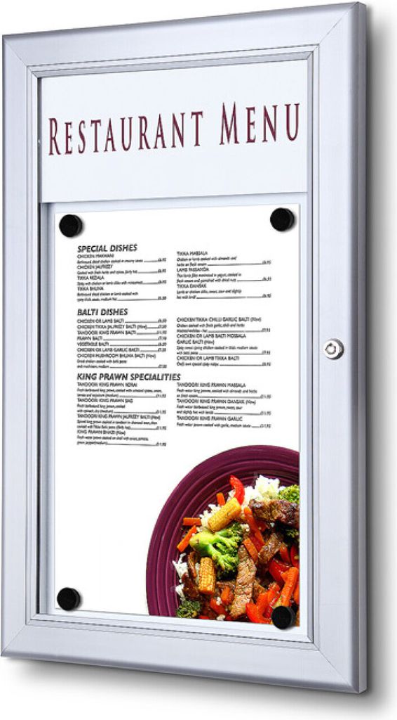 Showdown Speisekartenhalter Outdoor - 1x DIN A4 - Aluminium / Stahl - Silber