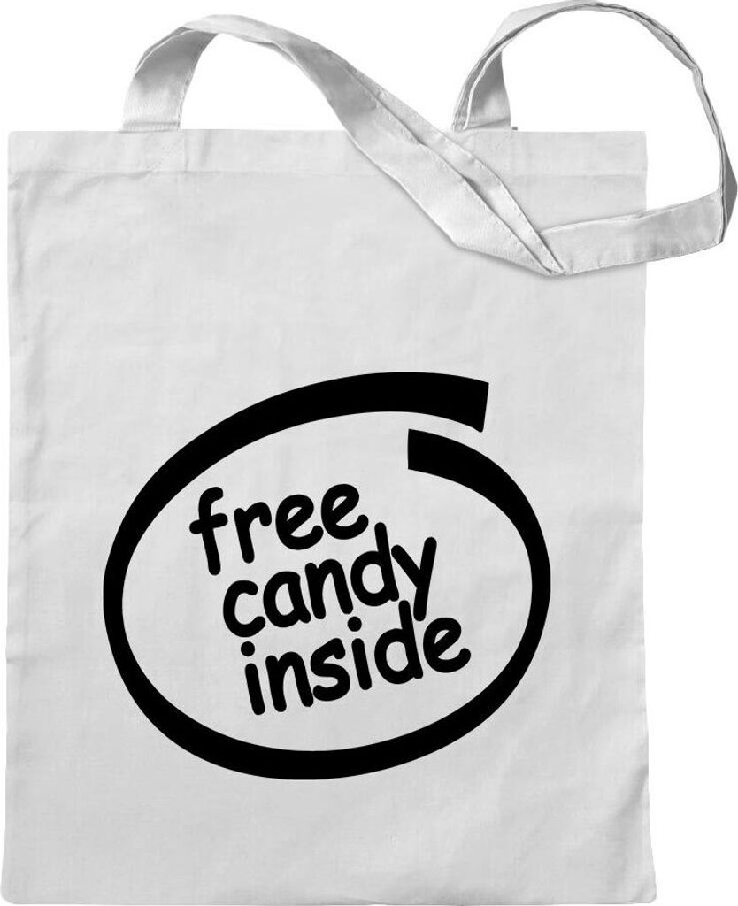 Kiwistar - Baumwolltasche - weiss - Free candy inside - Tragetasche Stoffbeutel Umhängetasche langer Henkel