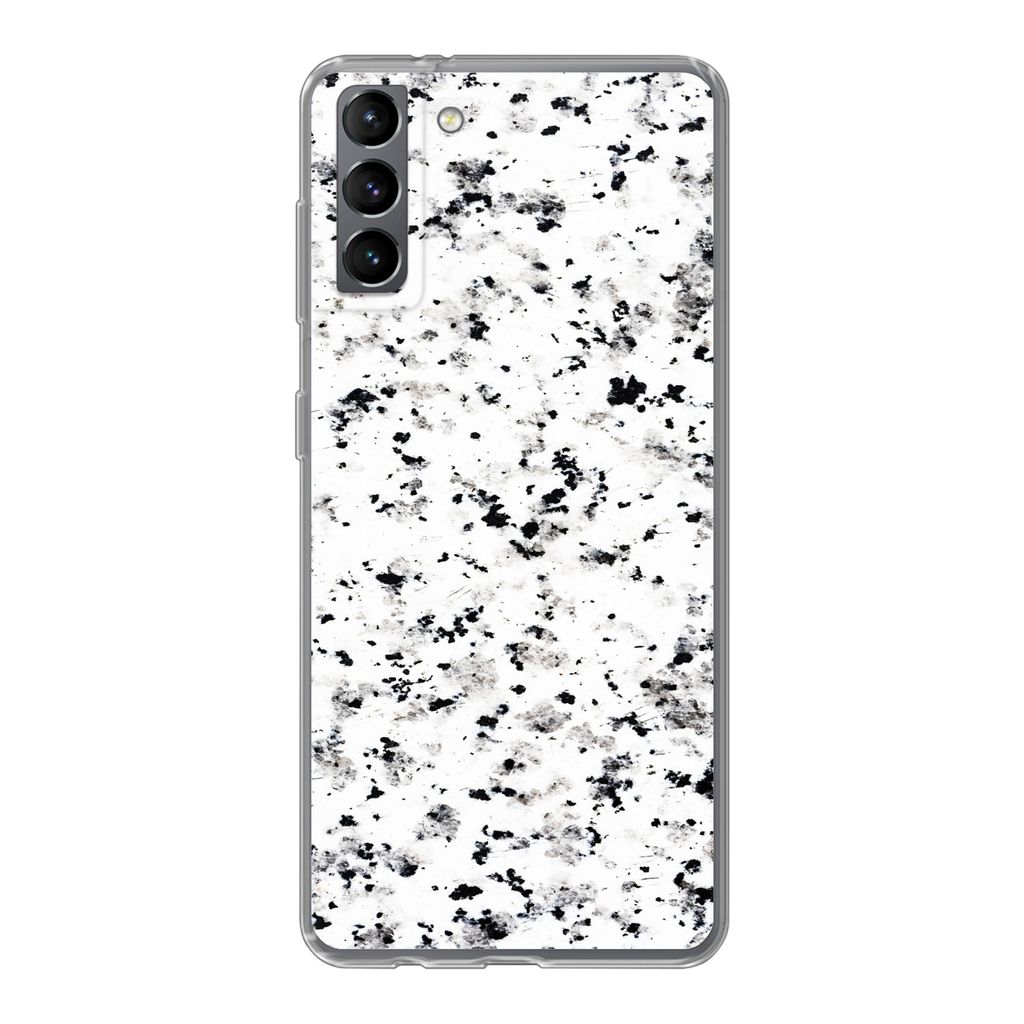 MuchoWow Handyhülle Schutzhülle Hülle für Samsung Galaxy S21 Plus Marmor - Punkte - Weiß Silikon Softcase Handy Hülle - Handy-Tasche