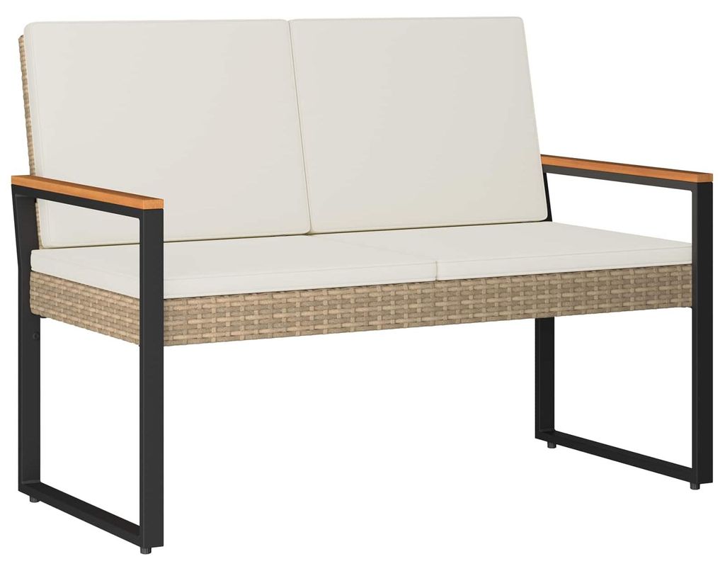 vidaXL Bank Outdoor Beige und Cremeweiß 107 x 61 x 80 cm Poly-Rattan