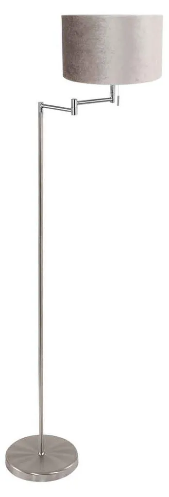 Lampadaire en Acier et Tissu Velours Ø 45cm - Luminaire E27 Finition Argent
