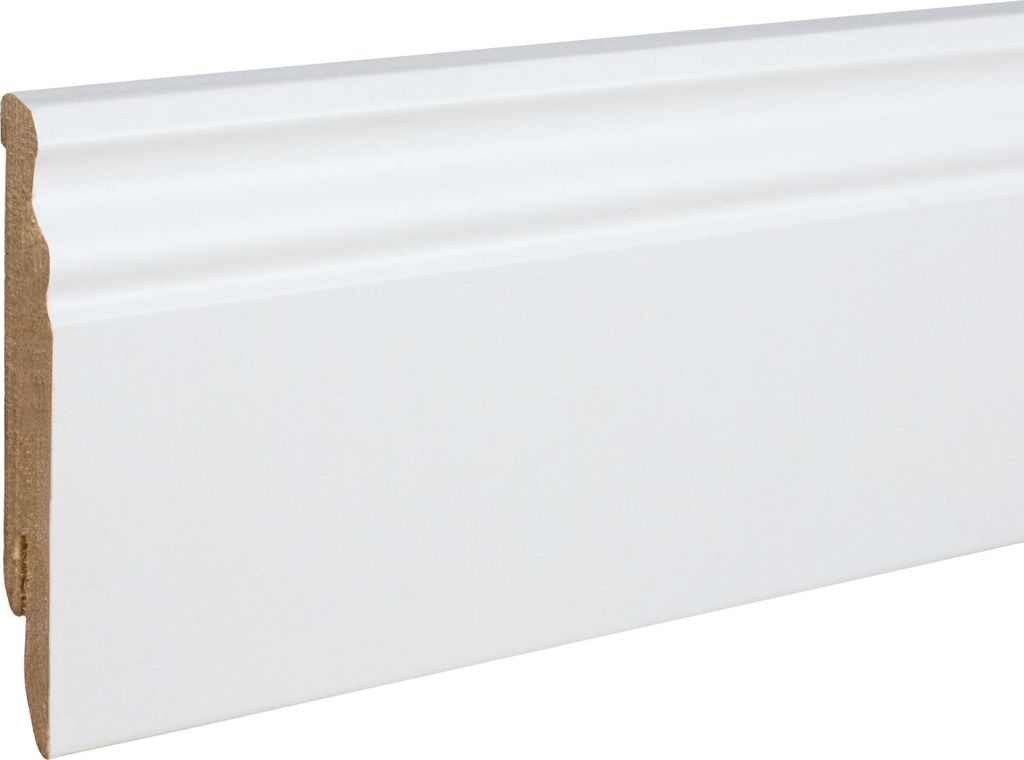 Sockelleiste Berliner Profil Hamburger Leiste 16 x 80 x 2500 mm Weiß MDF foliert Fußleiste by PROVISTON 25 Meter | 10 Stück