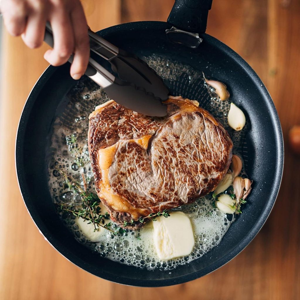 Hitzebeständige Küchentangen - Rutschfester Grill - 2 Stück - Schwarz - Silikon und Edelstahl