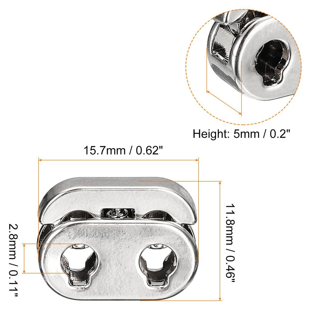 20 Stš¹ck Kordelstopper 2 Loch Metall, 5 mm Schnš¹rsenkel Spitze Kordelenden Schuhspitze fš¹r Kordeln, Band Klemme Jacke, Bekleidung, Schnur ...