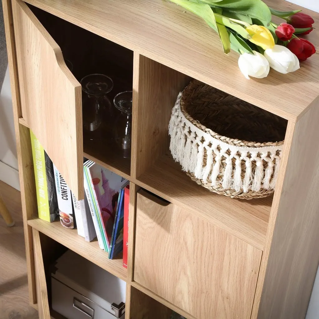Étagère de rangement 6 cases avec portes en bois modulable - 4