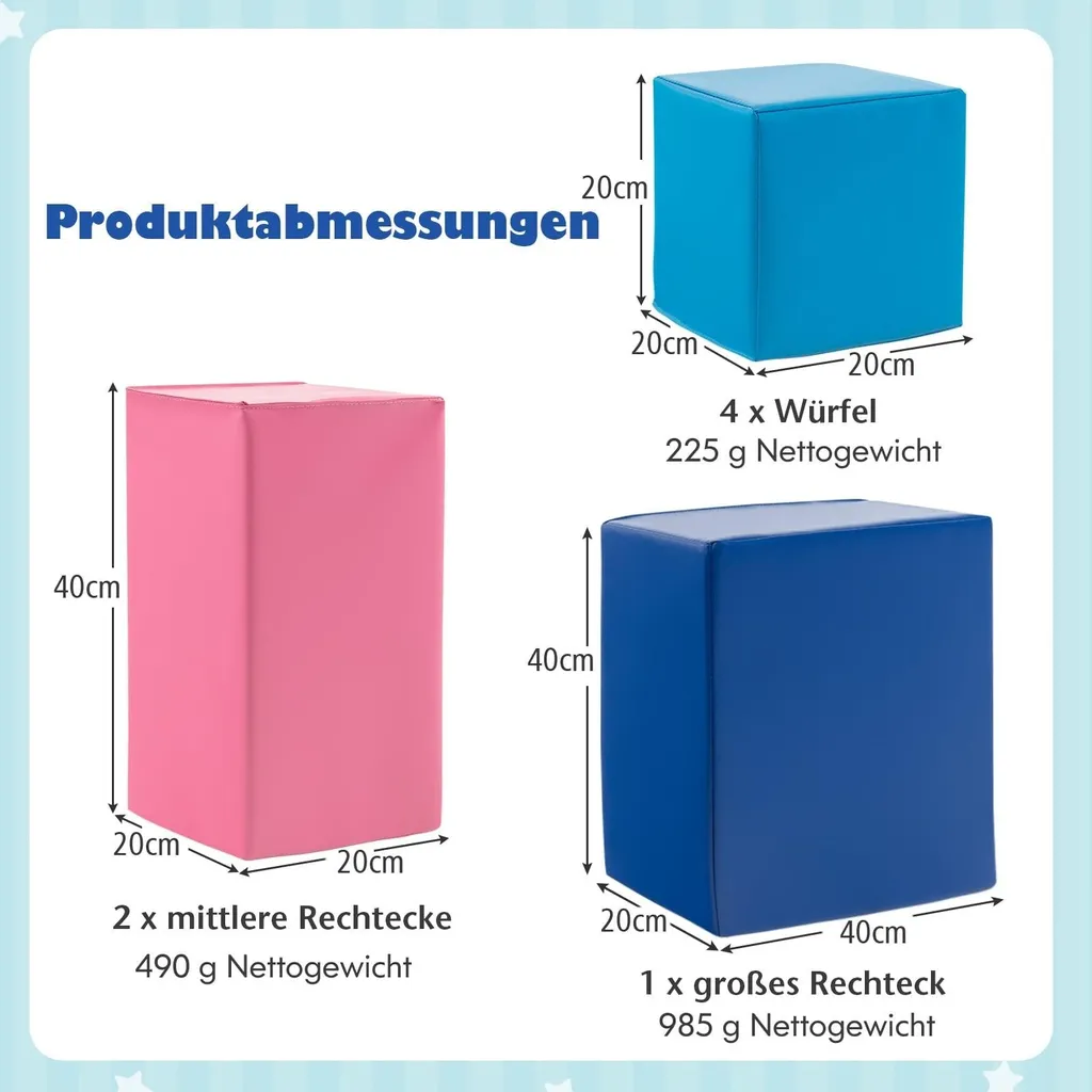 Blocs de construction en mousse résistante 7 éléments multicolores