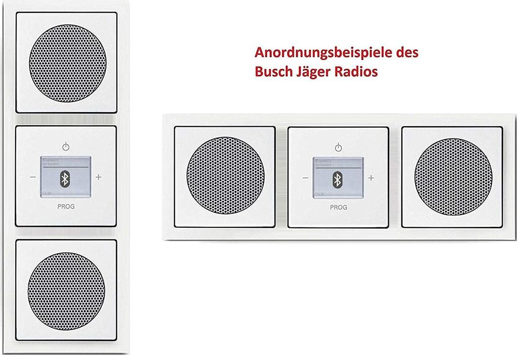 Busch Jäger Unterputz UP Bluetooth Radio 8217 U (8217U) Future Linear studioweiß Komplett-Set // Radioeinheit + 2 x Lautsprecher + 3-fach Rahmen ...