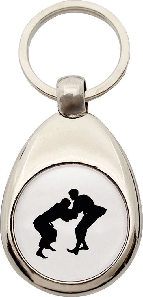 Huuraa Schlüsselanhänger Judo Silhouette Metall Schlüsselring Einkaufswagenchip Geschenkidee