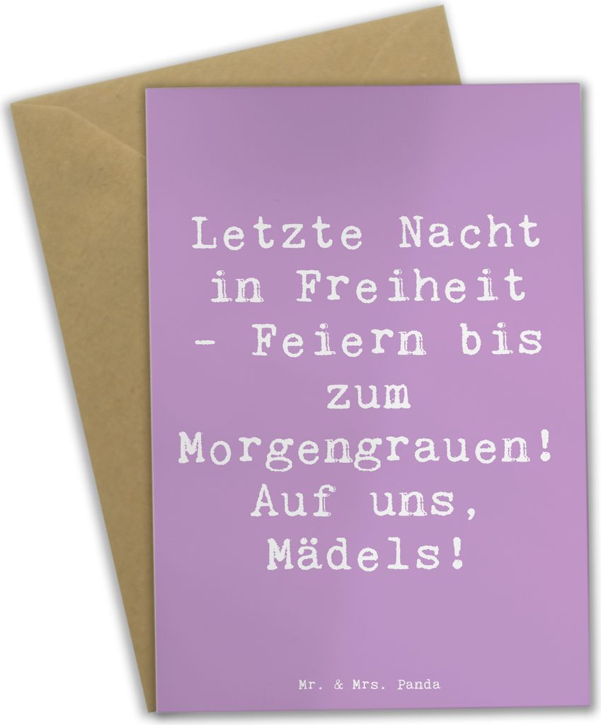 Mr. & Mrs. Panda valentinstagskarte Spruch Junggesellinnenabschied Feiern - Lavendeltraum - Geschenk, Freiheit, einladungskarten, Heiraten, Mädels...