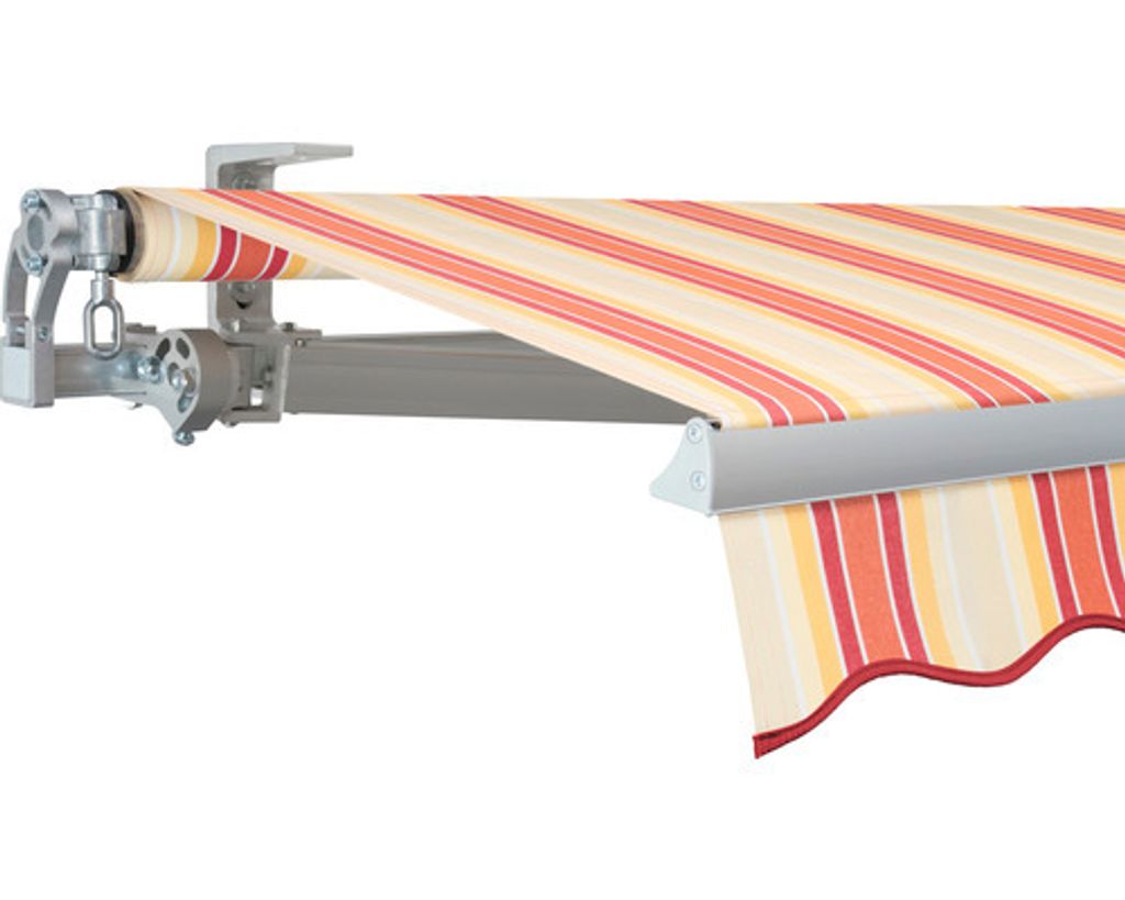SOLUNA Gelenkarmmarkise Concept 3,5x2 Stoff Dessin 8430 Gestell Silber E6EV1 eloxiert Antrieb links inkl. Kurbel