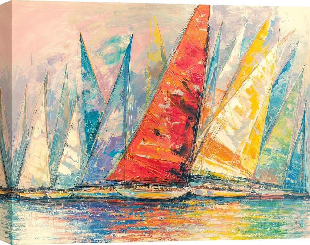 Kunstdruck auf Leinwand mit Segelbooten - Luigi Florio, Regattawind - 80x60 cm