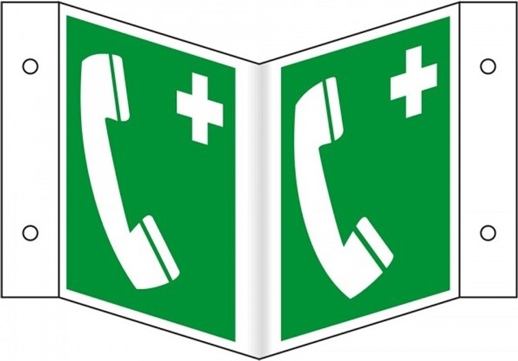 Dreifke Schild I Rettungs-Nasenschild Notruftelefon, Kunststoff, 200x200mm, ...