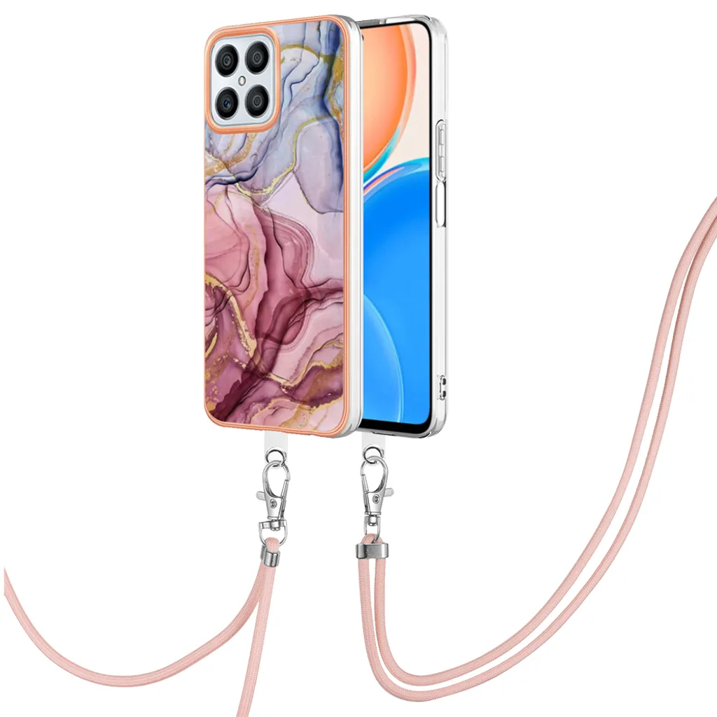 Custodia a Tracolla Honor X8 4G - Bumper TPU Oro Rosa Design - 2
