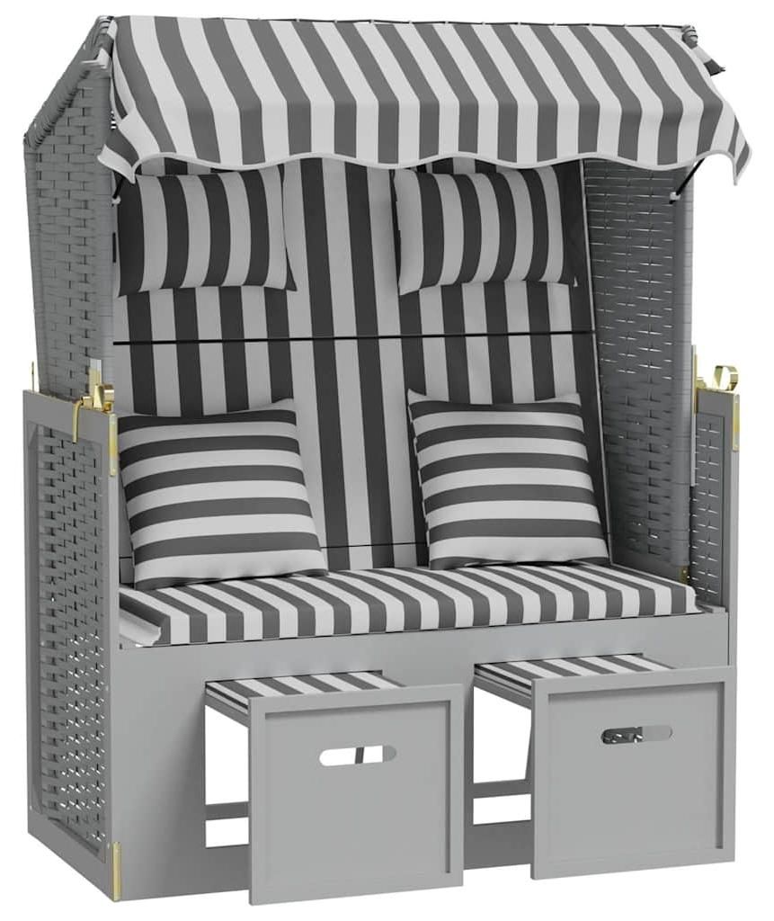 vidaXL Strandkorb mit Kissen Poly Rattan und Massivholz Produktbild 