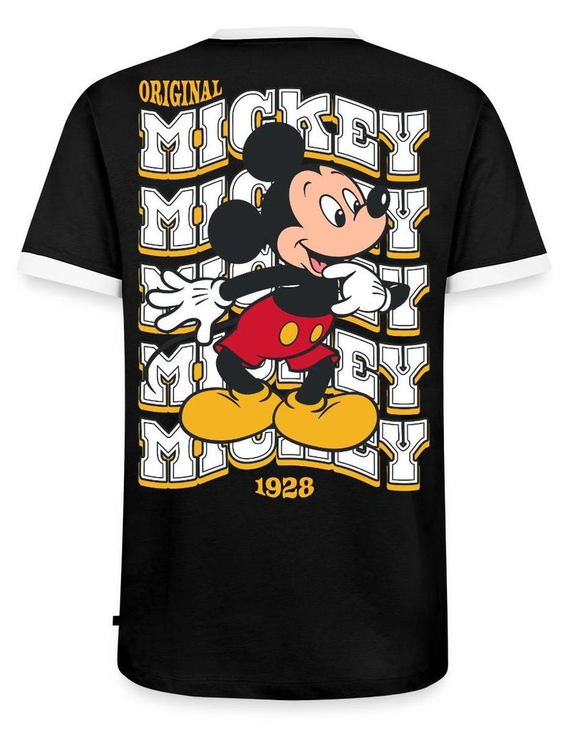 Mickey & Minnie Mickey Mouse Original 1928 Männer Kontrast T-Shirt, L, Schwarz/Weiß