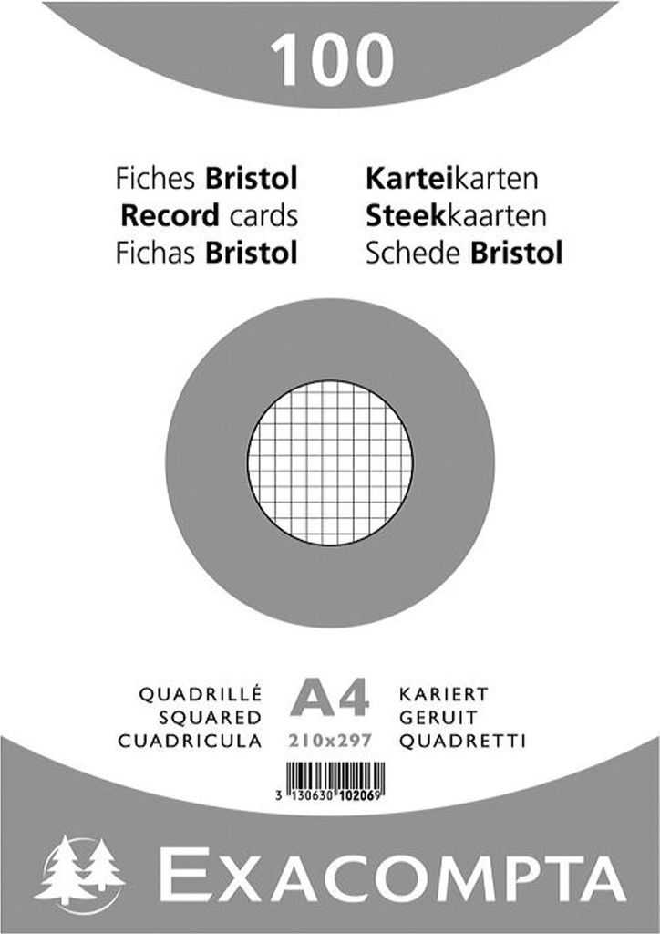 Exacompta Karteikarte 10206E DIN A4 kariert weiß 100 Produktbild 