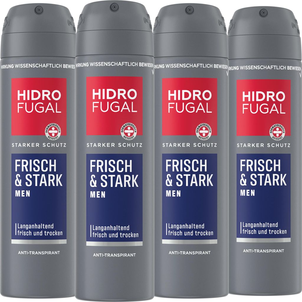 HIDROFUGAL Deo-Spray Frisch & Stark Men Starker Anti-Transpirant Schutz 4x 150ml