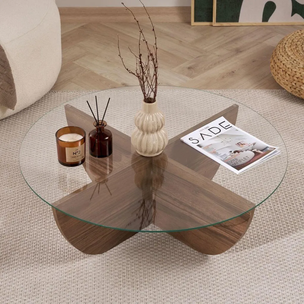 Table basse de salon en verre NINA 90 cm idéale pour vos réceptions