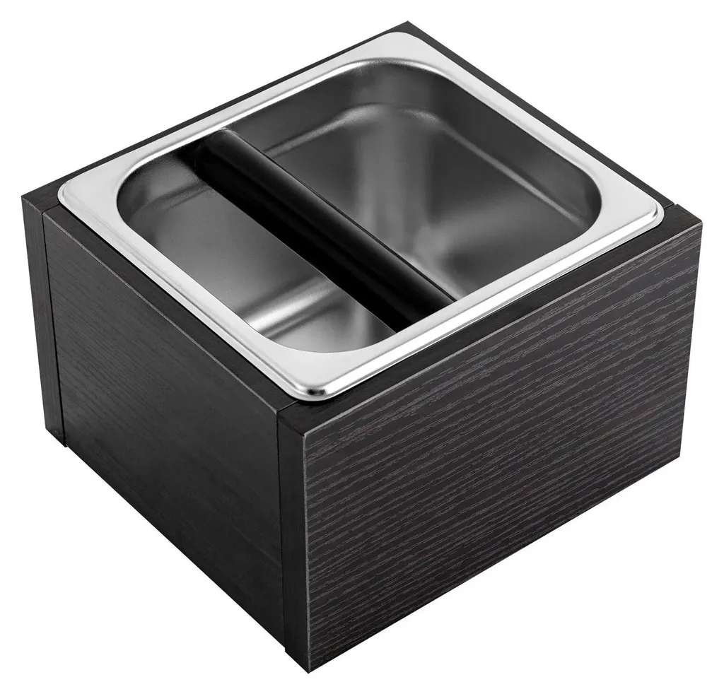 Boîte à marc d'espresso silencieuse 1,5L - Inox et bois - Barre amovible