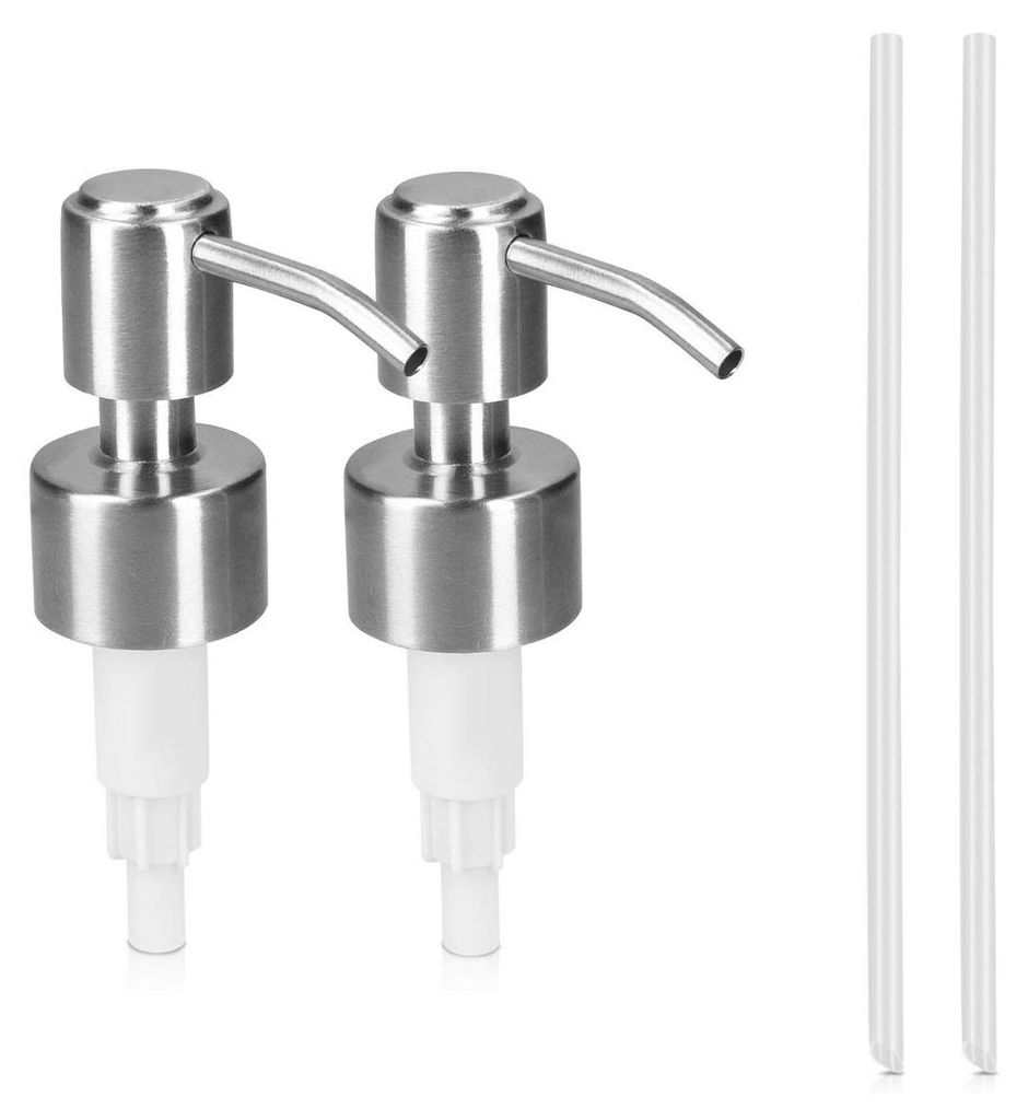 Seifenspenderpumpe aus Edelstahl – 2 Pumpenkopfaufsätze für Spender (Flaschen und Gläser) – Set mit Aufsätzen für Seifenspender