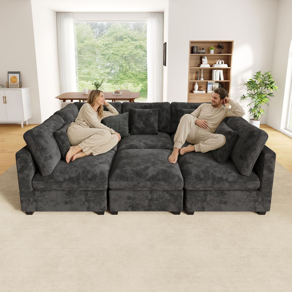 Merax 6-Sitzer XXL L Form Ecksofa, Modulsofa mit Produktbild 