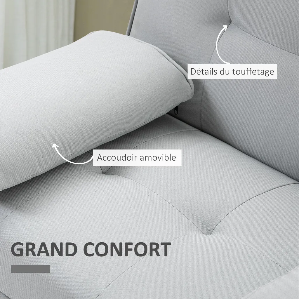 Canapé convertible confortable gris 3 places pour optimiser petit espace - 6