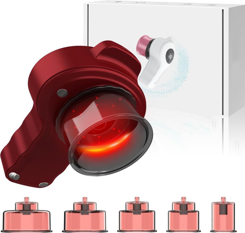 intelligentes elektrisches Schröpftherapie-Massagegerät mit rotem Licht geteilte Vakuum-Gua-Sha-Schröpftherapie,2 Modi, 6 Schröpfköpfe, 12 Sau...