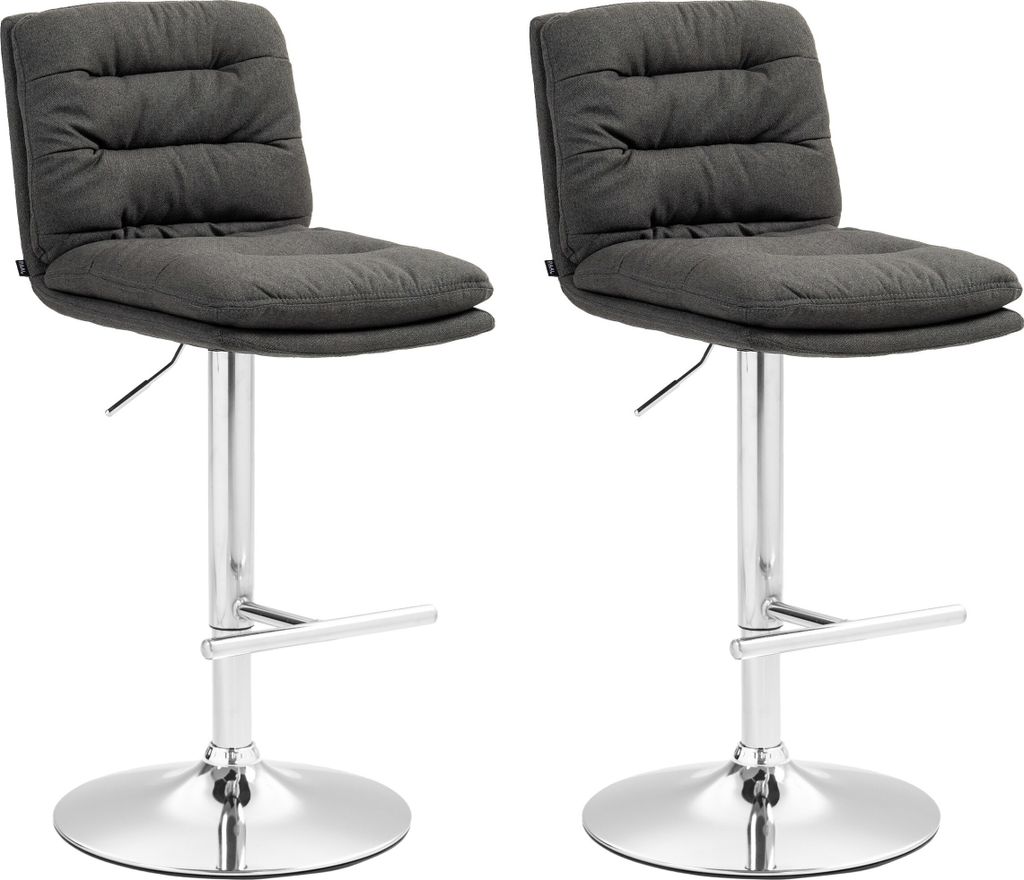2er Set Barhocker HLO-CP248 Stoff chrom dunkelgrau