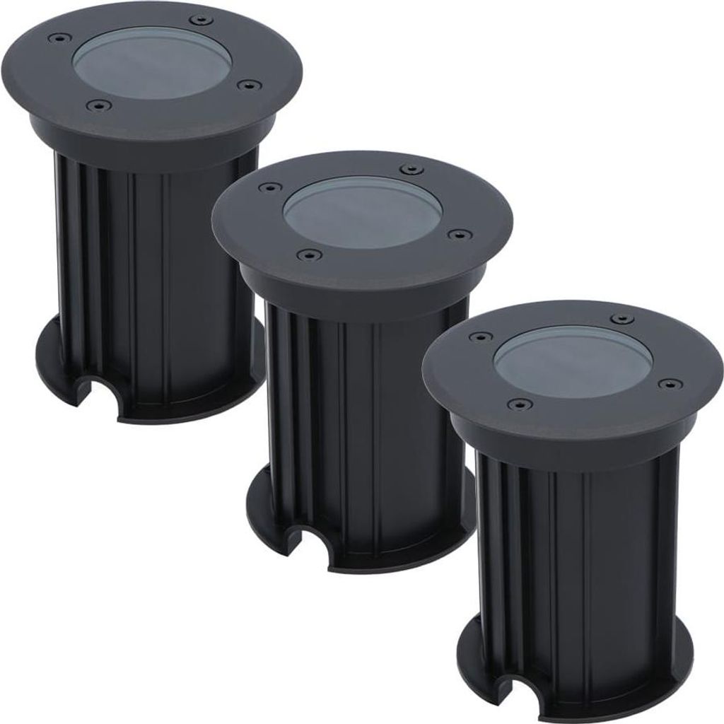 hoftronic LED Bodeneinbaustrahler 3er Set Ø12cm GU10 Dimmbar IP67 Schwarz