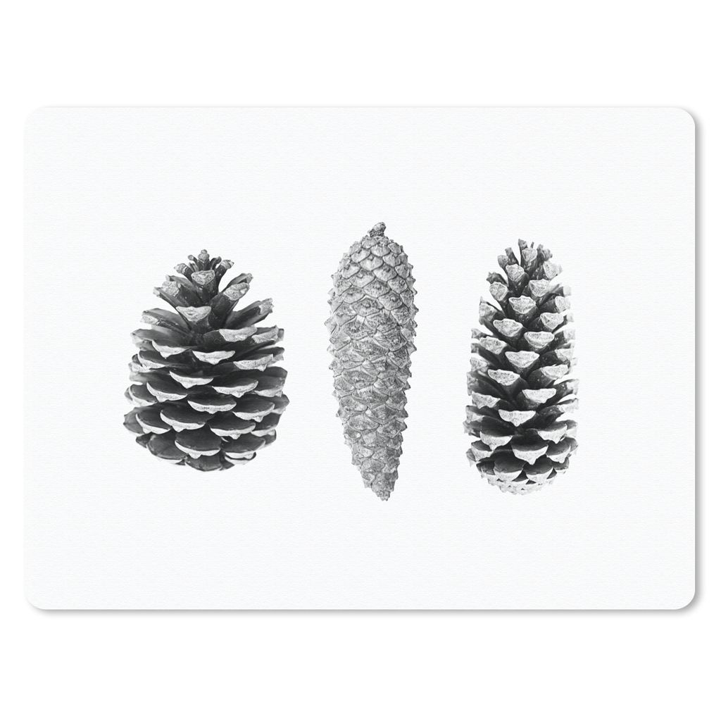 MuchoWow Mauspad Mousepad Tannenzapfen - Natur - Schwarz und Weiß - Herbst 23x19 cm - Mousepads - Maus Mat - Pad - Mausunterlage - Schreibtischu...