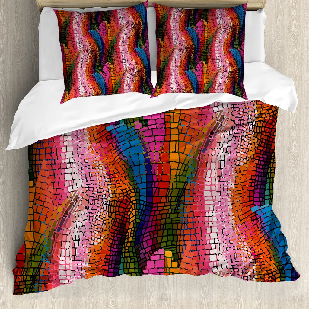 Set Letto ABAKUHAUS Astratto Mosaico Ipoallergenico Multicolore