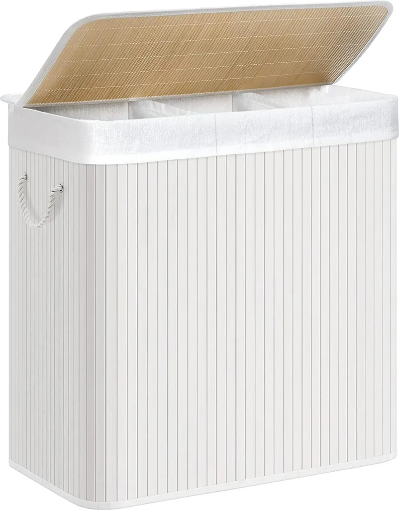 Panier à linge 3 compartiments couleur naturelle - Tri sélectif chic