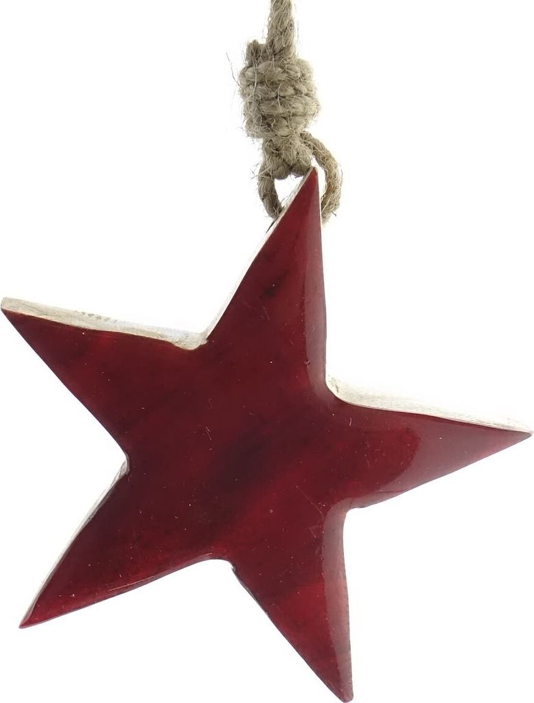 Weihnachtsanhänger Massivo Stern Rot & Natur Ø 10 cm - Holz