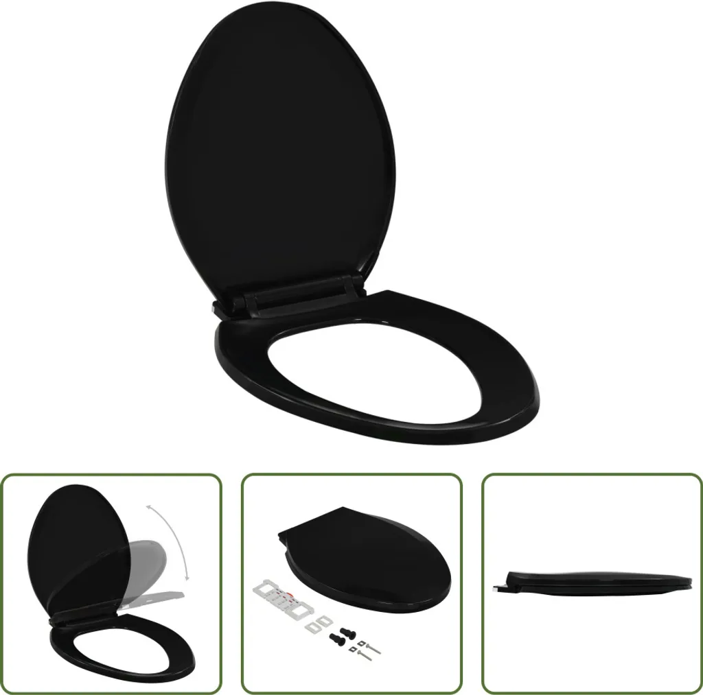 Sedile WC Nero Universale - Chiusura Rallentata e Sgancio Rapido