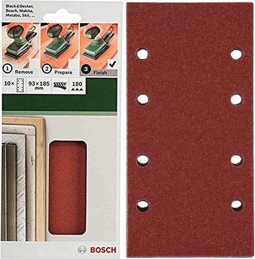 Bosch Schleifblatt Klett 10 Stück, 93 x 185 mm, K 180 für Produktbild 