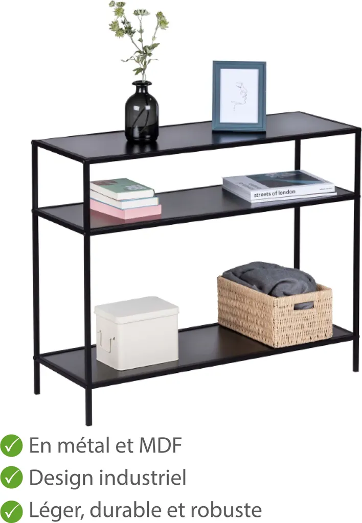 Table console industrielle pour entrée et salon meuble d'appoint - 14