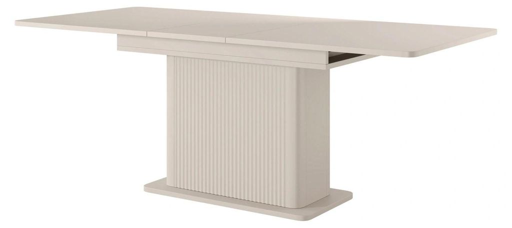 Ausziehtisch Esstisch FLORE 160-200 cm Beige Geriffelt Produktbild 