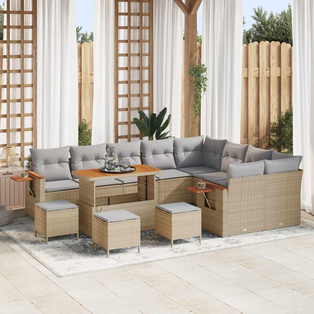 Maison Exclusive - Gartensofa-set 13 pcs Beige Poly-Rattan