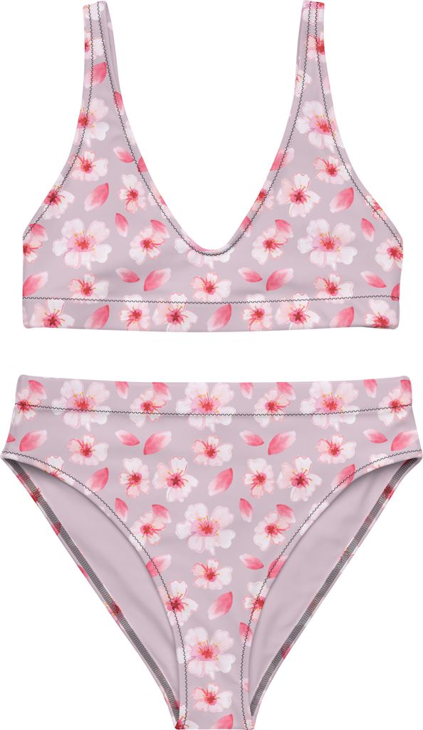 Mr. & Mrs. Panda Bikini Kirschlüten Meer Größe M - Weiß - Geschenk, Kirschblüten, Muster, 2er Set, Bikinihose, Bademode, Zweiteiler, Blüten, ...