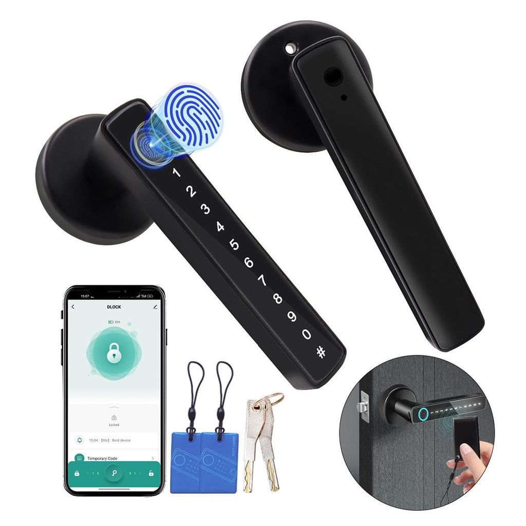 Fingerabdruck-Türschloss, Fingerabdruck-Türknauf, intelligenter Türknauf, schlüsselloses Türschloss mit Tastatur und biometrischem Türgriff