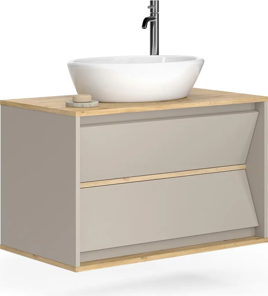 Vicco Mobile Sottolavabo Edelin 80cm: Cachemire e Legno Artigianale - 6