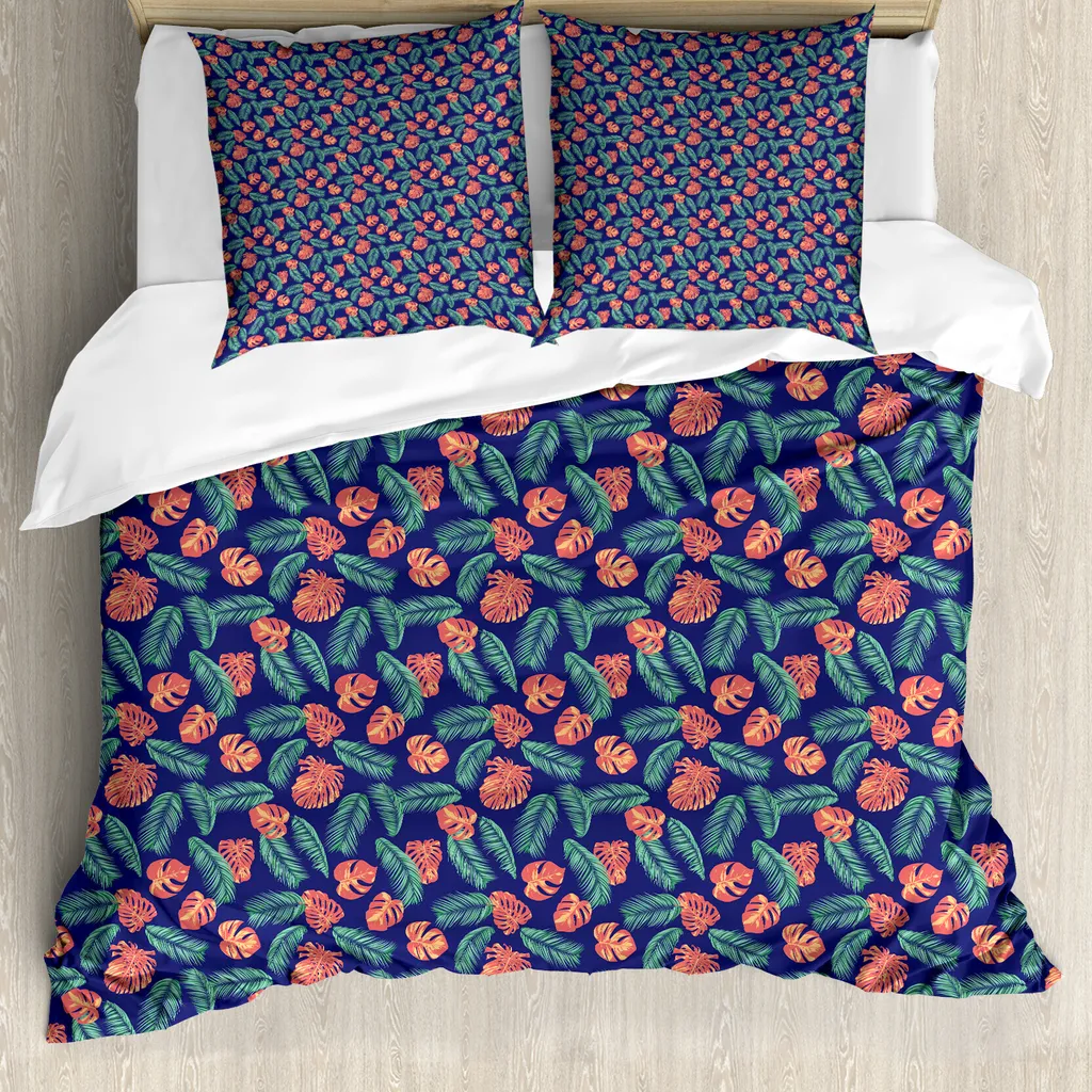 Housse de couette sans plis Philodendron 155x220, facile à entretenir