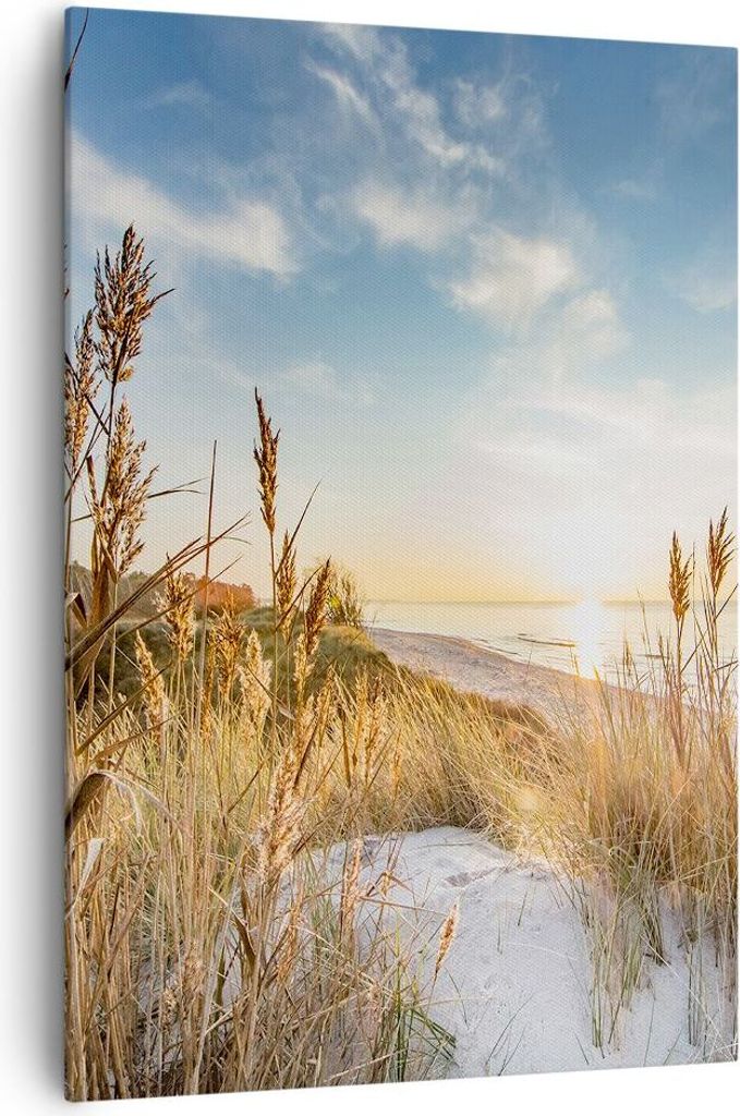 Bild auf Leinwand - Leinwandbild - Einteilig - Ähren Küste Sonne - 70x100cm - Wand Bild - Wanddeko - Wandbilder - Leinwanddruck - Wanddekoration ...