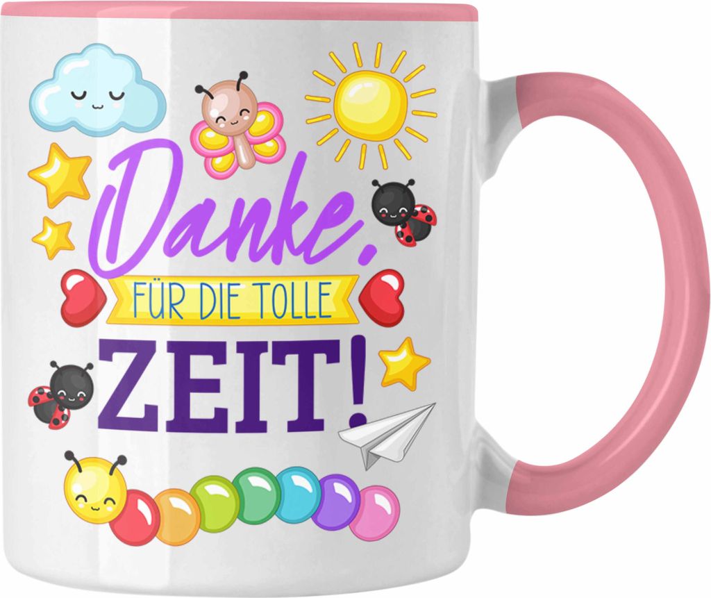 Trendation - Danke Für Die Tolle Zeit Tasse Abschied Abschiedsgeschenk Kindergarten Danke Dankeschön Erzieherin Kindergärtnerin (Rosa)