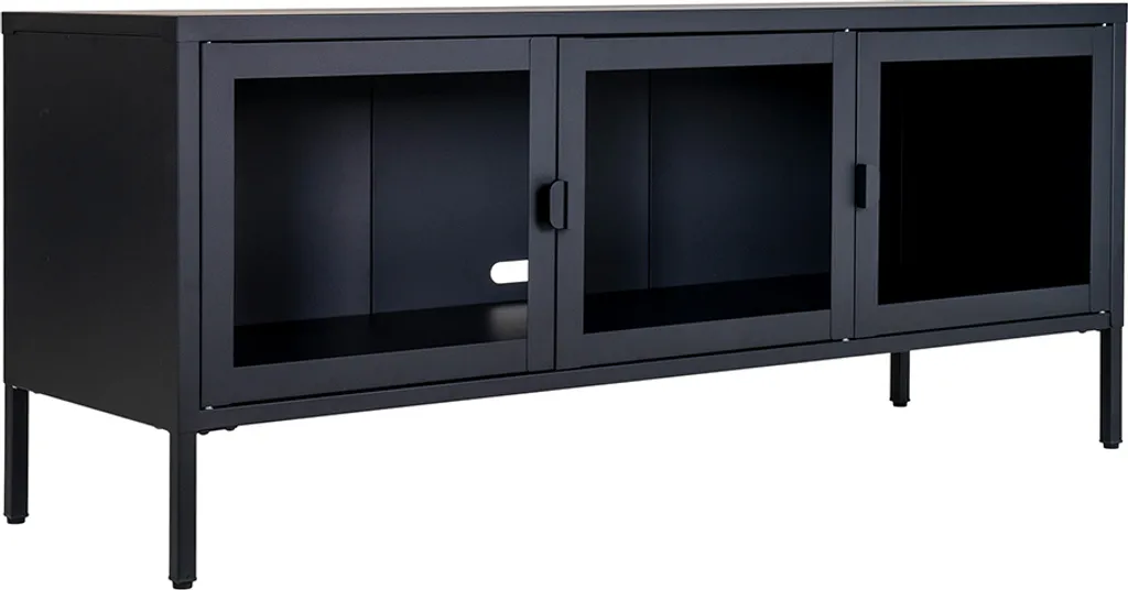 Armoire TV Bori Noir avec Rangement - Support TV Robuste House Collection